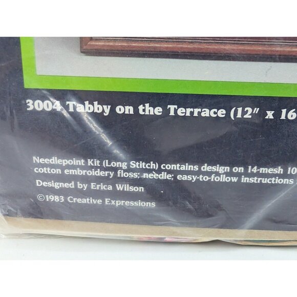 1983 sealed Creative Expressions Needlepoint Tabby On The Terrace 3004 12” X 16” - Picture 2 of 9